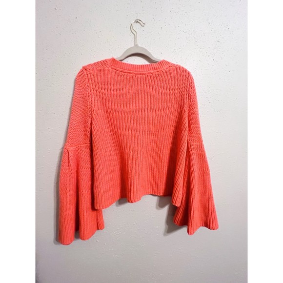 FREE PEOPLE Damsel Orange Bell Sleeve Fall Knit Sweater Size XS - Picture 6 of 10
